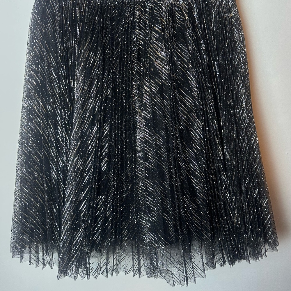 ❗️ $545 Monique Lhuillier Off Shoulder Cocktail Mini Dress Size 6 Silver Glitter - Picture 7 of 16